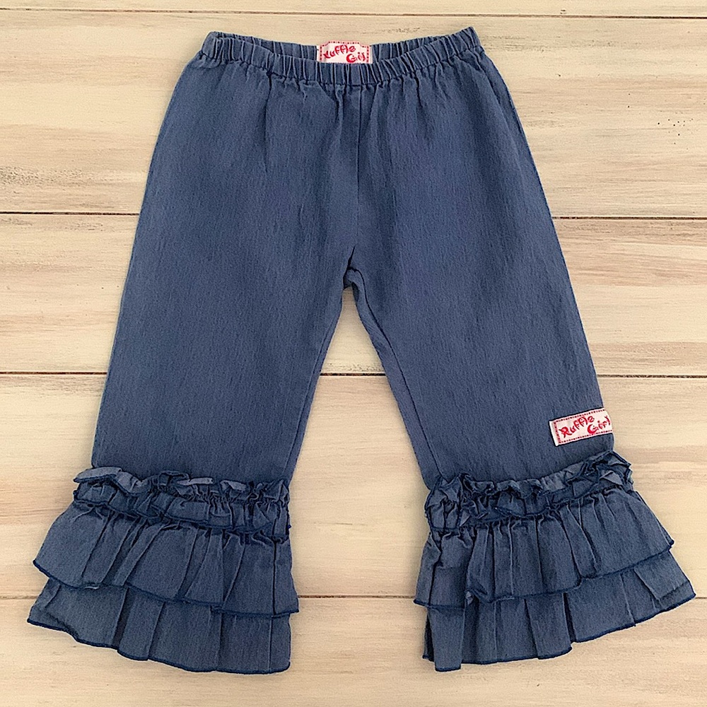 Ruffle Girl Jean Cropped Denim Capri Ruffle Girls Pants Size 10